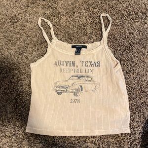 Girls junior crop tank top with lettering and graphic
